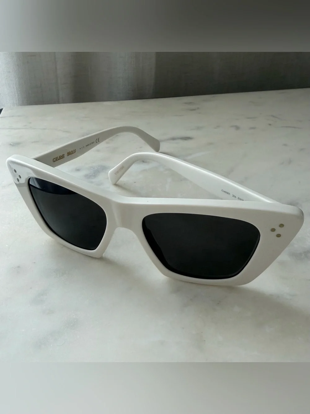 Celine White Frame Black Lens Cat-Eye Sunglasses